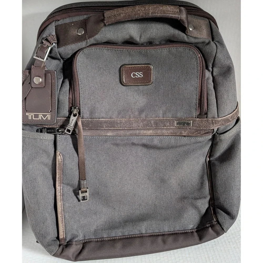 TUMI Alpha 3 Slim Solutions Brief Pack Backpack Anthracite Gray/Brown